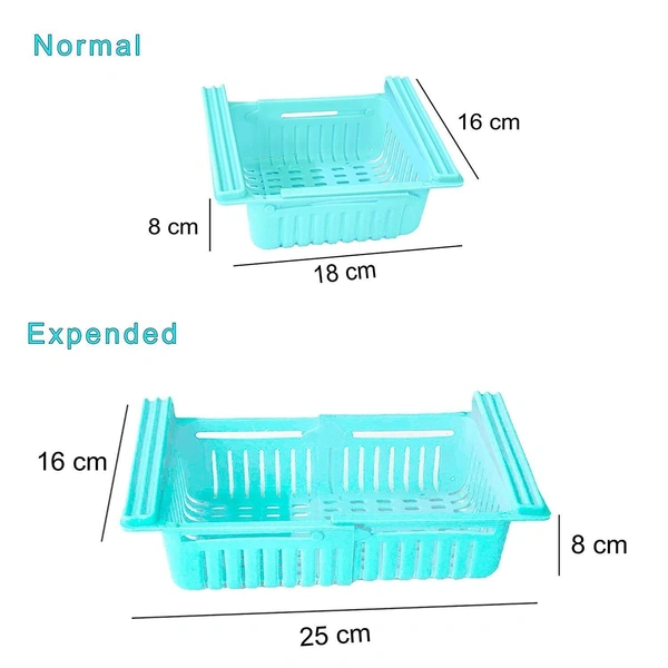 4 Pcs Expandable Adjustable Fridge Storage Basket Under Shelf Fridge Organiser Rack Space Saver Refrigerator Sliding Drawers (Adjustable...
