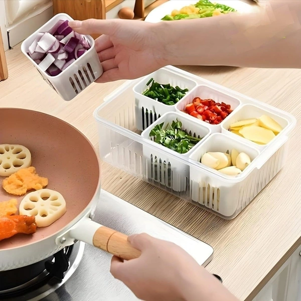 6 in 1 Fridge Storage Boxes Freezer Storage Containers, Container for Kitchen Storage Set (Set of 1)