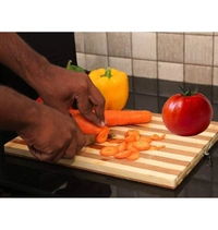 Domum Bamboo/Wooden Chopping Cutting Board with Aluminium Handle for Kitchen Instant Salad.