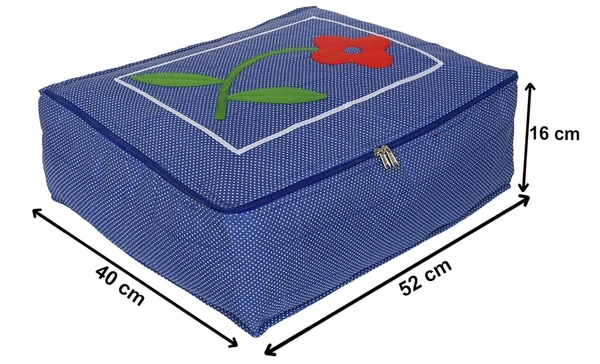 Dot Printed Saree Cover 1 Bag for 12 Sarees, 12 Flap Sarees Bag Wedding Collection (Blue, Fabric)