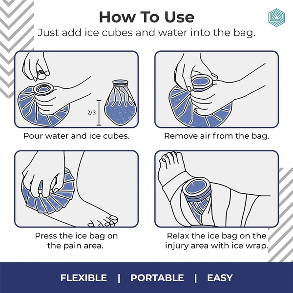 Hot Water Bag Ice bag for Pain Relief 9inch Cold Ice Pack Bag for Pain Relief - Cold Water Bag for Pain Relief, Injuries, and Cold Therapy Comes with Leakfree Closure - Blue Snowflakes, 9 Inch