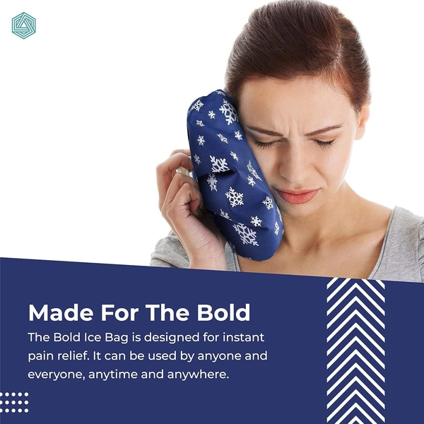 Hot Water Bag Ice bag for Pain Relief 9inch Cold Ice Pack Bag for Pain Relief - Cold Water Bag for Pain Relief, Injuries, and Cold Therapy Comes with Leakfree Closure - Blue Snowflakes, 9 Inch