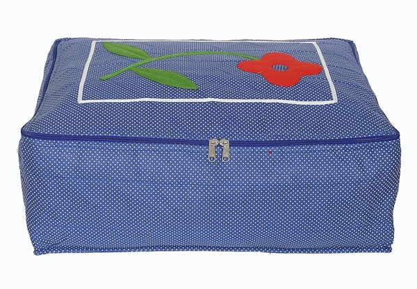 Dot Printed Saree Cover 1 Bag for 12 Sarees, 12 Flap Sarees Bag Wedding Collection (Blue, Fabric)