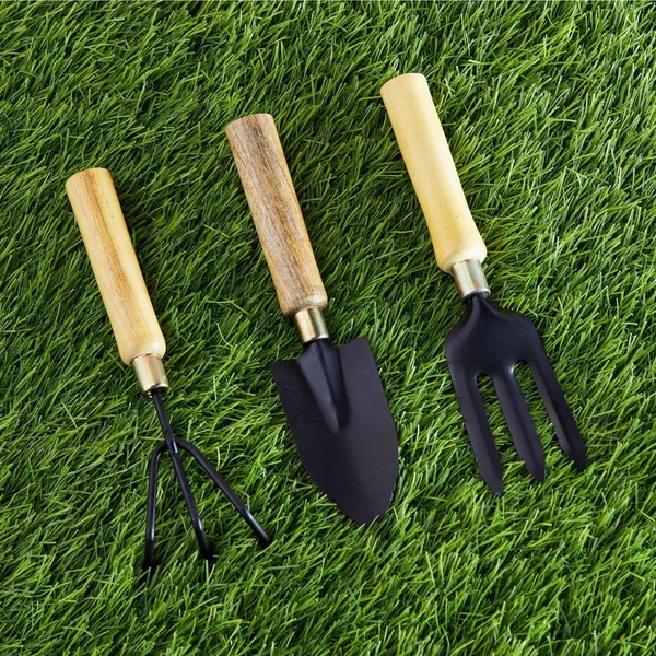 3-Piece Gardening Tool Kit | Trowel, Hand Cultivator, Garden Fork | Gardening Tools for Home