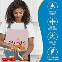 Apron for Women Cute Deer Aprons With Pockets and Hand-Wiping Kitchen Apron Waterproof and Oil-proof Kitchen Accessories Items for Home Cooking Fits Men/Women Home Restaurant -