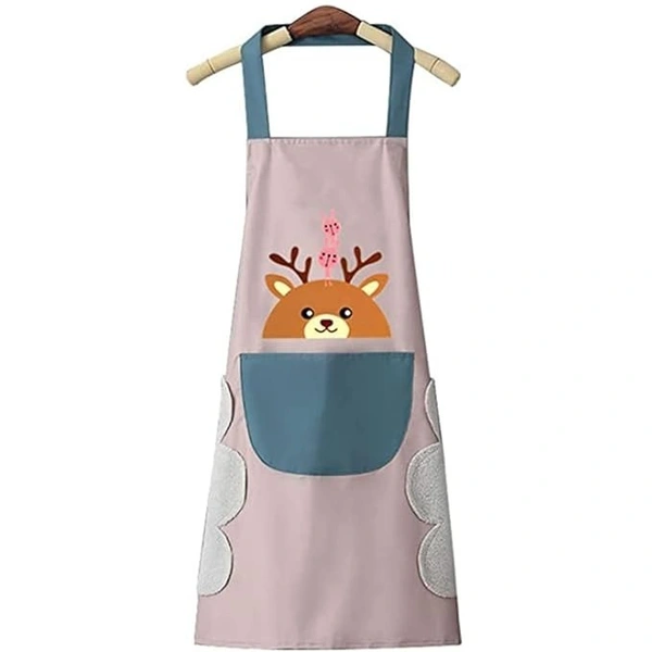 Apron for Women Cute Deer Aprons With Pockets and Hand-Wiping Kitchen Apron Waterproof and Oil-proof Kitchen Accessories Items for Home Cooking Fits Men/Women Home Restaurant -