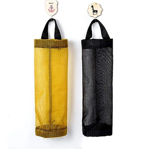 Plastic Bag Holder Foldable Breathable Hanging Trash Bags Organizer for grocery bags garbage bags for Home and Kitchen ( Pack of 1 )