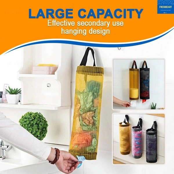 Plastic Bag Holder Foldable Breathable Hanging Trash Bags Organizer for grocery bags garbage bags for Home and Kitchen ( Pack of 1 )