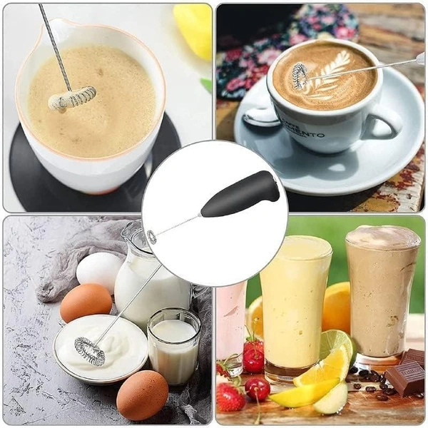 Electric Mini Hand Blender Coffee Beater | Handheld Milk Frother | Milk Foamer | Portable Foam Maker for Coffee, Cappuccino, Lattes, and Egg Beaters (Black)- Battery Operated