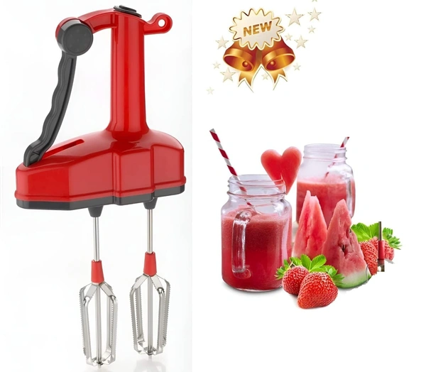 Hand Jumbo Blender Power Free Kitchen Beater for Whipping Cream, Cakes, Soup, Lassi, Milkshake - Double Blade Blender and Beater