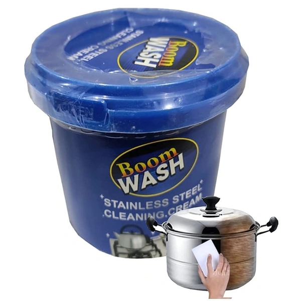 Foods Boom Wash Stainless Steel Over Cookware Cleaning Paste | Boom Wash Cleaning Cream | Powerful Household Kitchen Cleaner | Multipurpose Korean Formula Detergent Cream