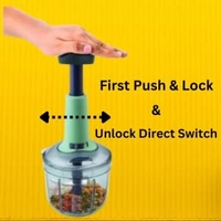 Easy Push Chopper 900ml Steel Large Manual Hand-Press Vegetable Chopper Mixer Cutter To Cut Onion Salad Tomato Garlic Potato Fruit Dryfruit (Pack of 1) 900ml Multi Colour - 15L x 15W x 20H Centimeters