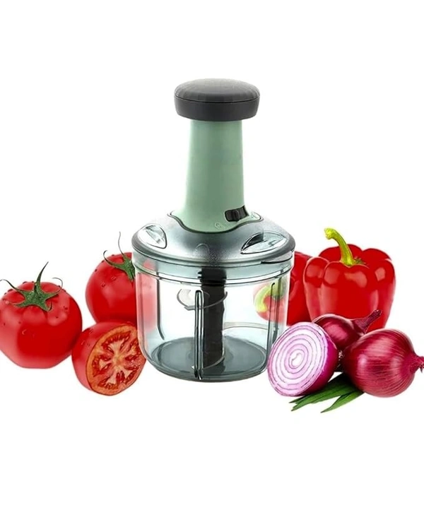 Easy Push Chopper 900ml Steel Large Manual Hand-Press Vegetable Chopper Mixer Cutter To Cut Onion Salad Tomato Garlic Potato Fruit Dryfruit (Pack of 1) 900ml Multi Colour - 15L x 15W x 20H Centimeters