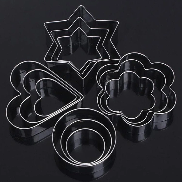 Cookie Cutter 12Pcs/Set Pastry Fruit Molds Stainless Steel Heart Flower Round Star Biscuit Mould Fondant Cutting Cutters Mould