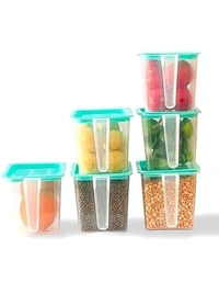 Fridge Organizer with Handle & Airtight Lid,Multipurpose Fridge storage containers Keep Fresh Vegetable, Fruit - (Pack Of 6)