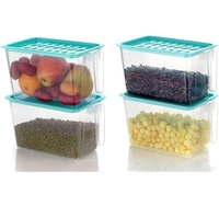 Fridge Organizer with Handle & Airtight Lid,Multipurpose Fridge storage containers Keep Fresh Vegetable, Fruit - (Pack Of 6)