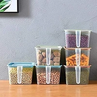 Fridge Organizer with Handle & Airtight Lid,Multipurpose Fridge storage containers Keep Fresh Vegetable, Fruit - (Pack Of 6)