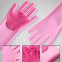Silicone Dish Washing Gloves, Silicon Cleaning Gloves, Silicon Hand Gloves for Kitchen Dishwashing and Pet Grooming, Great for Washing Dish, Car, Bathroom (1 Pair,Assorted)