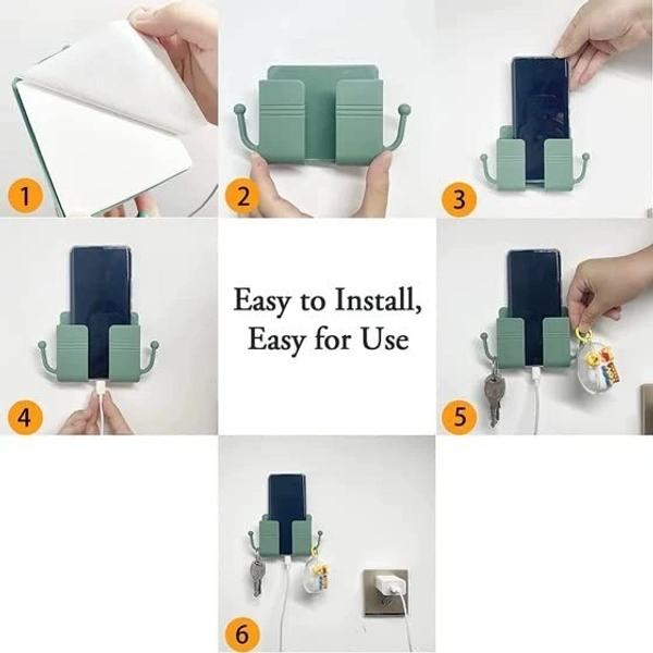 Wall Mounted Mobile Holder Storage Case for Remote, Wall Mount Mobile Stand/Multi Purpose Stand with Hole for Phone Charging