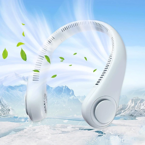 Portable Rechargeable Neck Fan | Better Then Table or Hand Fans | USB Charging Battery Fan | Smart Mini Hand Free 3 High Speed Fan | 360° Cooling Low Noise Hanging Neck Fans (White)