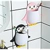 Penguin Toothbrush Holder/Brush Stand/Pen Holder/Kitchen/Bedroom/Office. Plastic Wall Shelf