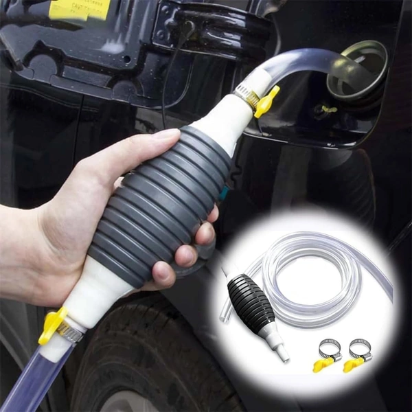 Oil Transfer Pump, Fuel Transfer Pump Kit, High Flow Siphon Hand Oil Pump, Portable Manual Car Fuel Pump for Petrol Diesel Oil Liquid Water Fish Tank with 2M Syphon Hose