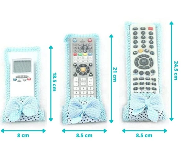 Remote Cover Set of 3 |Bow Knot Remote Cover|Ideal for D2H,DTH Remote & Air-Conditioner(AC) Remote|Fabric Remote Control Case Keep Remote Dust-Free & Easy to Fit