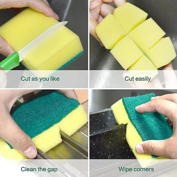 Multipurpose Scrub Pad with Sponge Pad 2 in 1 Kitchen Scrubber Non-Scratch Suitable for Dish / Utensils / Tiles / Washbasin 3 Times Softer and Better Than Normal Scrubber (Pack of 12)