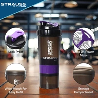 Gym Shaker Bottle | Shakers for Protein Shake with 2 Storage Compartment | Leakproof Gym Protein Shaker for Post and Pre-Workout Drink | 100% BPA Free (500 ML, Pack of 1