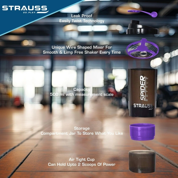 Gym Shaker Bottle | Shakers for Protein Shake with 2 Storage Compartment | Leakproof Gym Protein Shaker for Post and Pre-Workout Drink | 100% BPA Free (500 ML, Pack of 1