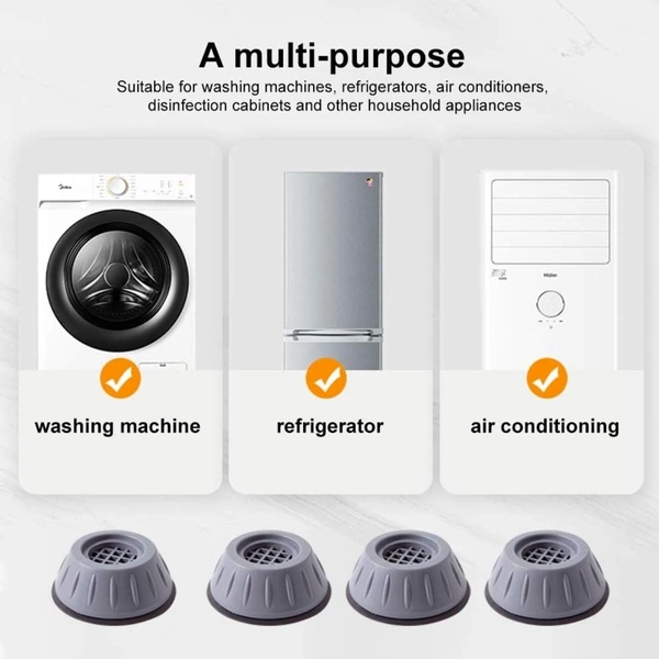 Anti Vibration Pads for Washing Machine with Suction Cup for Washing Machines Fridge Dryer Levelling Feet Anti-Walk, Anti-Skid,Anti-Vibration and Noise Cancellation (4 Pack)