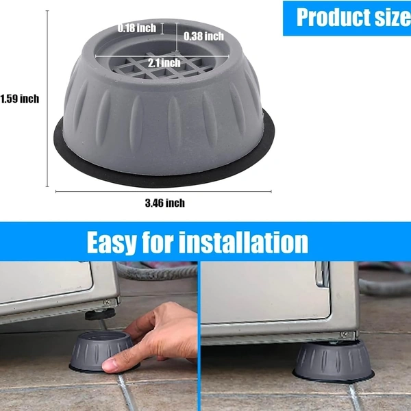 Anti Vibration Pads for Washing Machine with Suction Cup for Washing Machines Fridge Dryer Levelling Feet Anti-Walk, Anti-Skid,Anti-Vibration and Noise Cancellation (4 Pack)