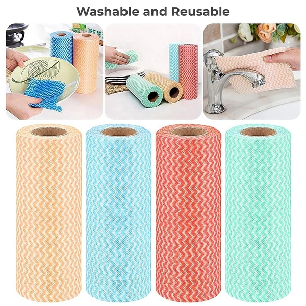 Reusable Cleaning Wipe, Household &Kitchen Towels,Disposable Cleaning Cloth, Dish Cloth Dish Towels Dish Rags Reusable Kitchen Paper Towels, Wash Towels, 1 Rolls