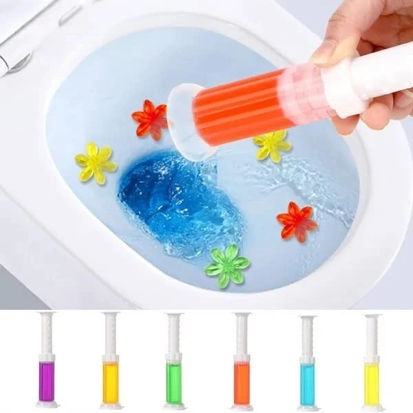 Multi Color Toilet Gel Bowl Cleaner Flower Stamp Push & Click Dispenser Pack of 1