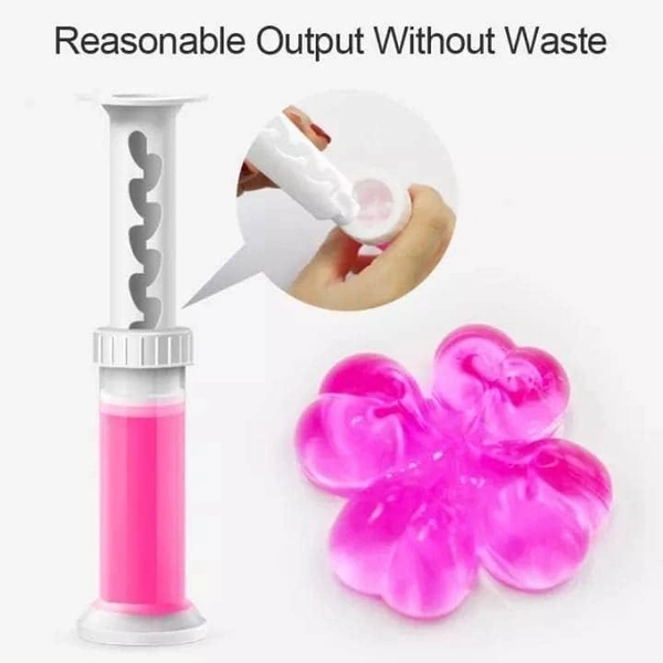 Multi Color Toilet Gel Bowl Cleaner Flower Stamp Push & Click Dispenser Pack of 1