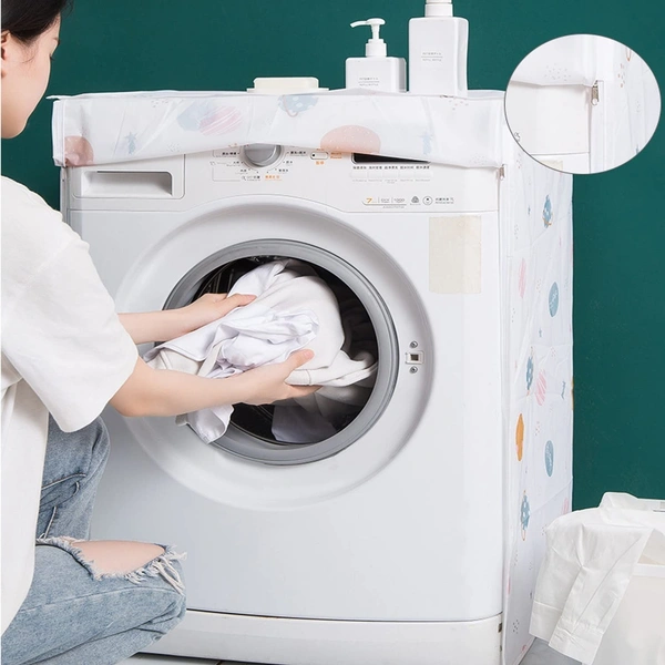 Plastic Anti-Slip Washer&Dryer Front Covers, Dust Cover, Washing Machine Front Load Cover, Anti-Stain Waterproof Washer And Dryer cover (Front Loading, Pattern May Vary)