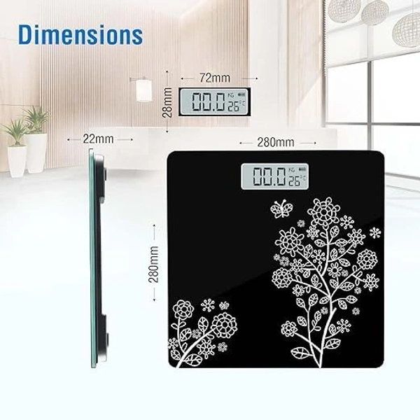 Digital Weight Scale for body weight, LCD Panel, Electronic Weighing scale with thick tempered glass, High Precision Sensors accurate weight machine