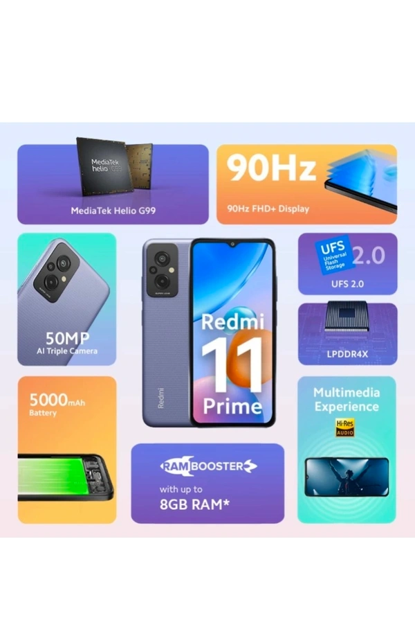 REDMI 11 PRIME 4GB RAM/64GB STORAGE ( PEPPY PURPLE )