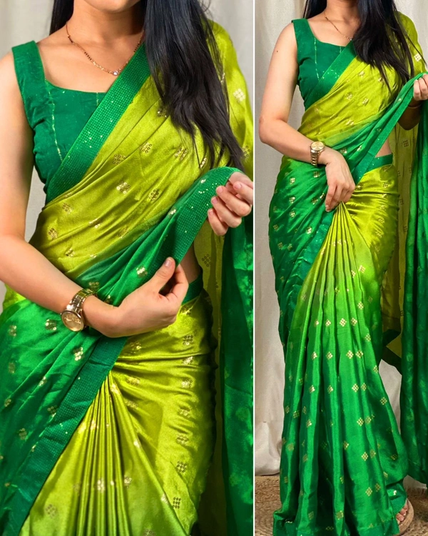 Syra Silk Designer Saree - Green, Free