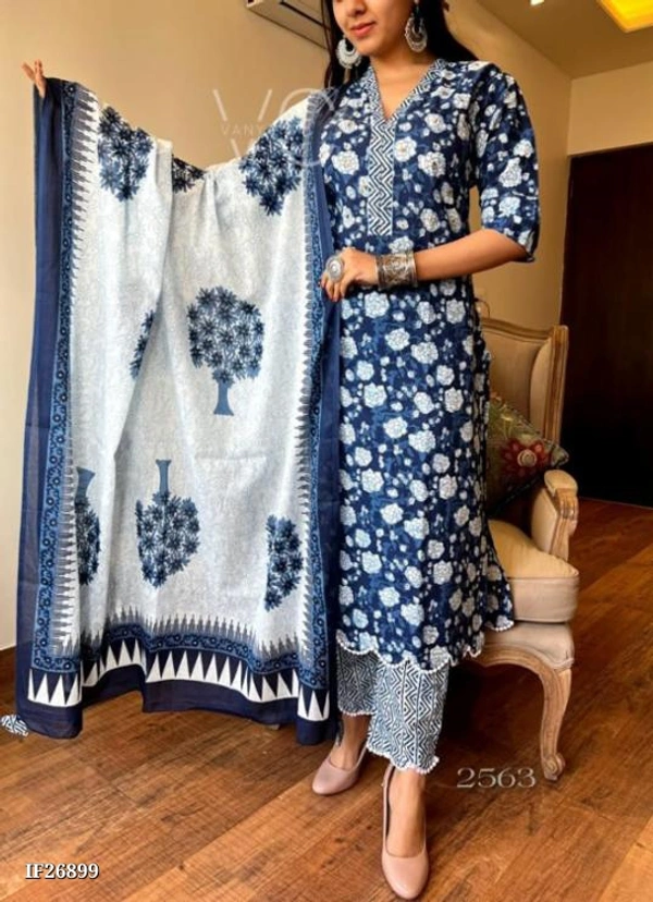 Beutiful Stylish Blue Print Kurti - xl