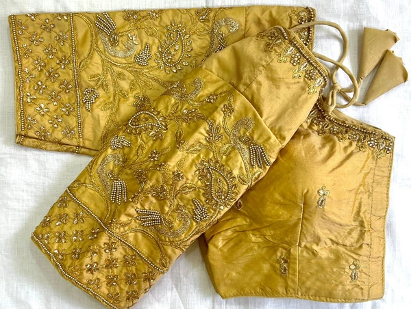 Chandra Kantha Blouse - Yellow, 38 (Alter Upto 40)