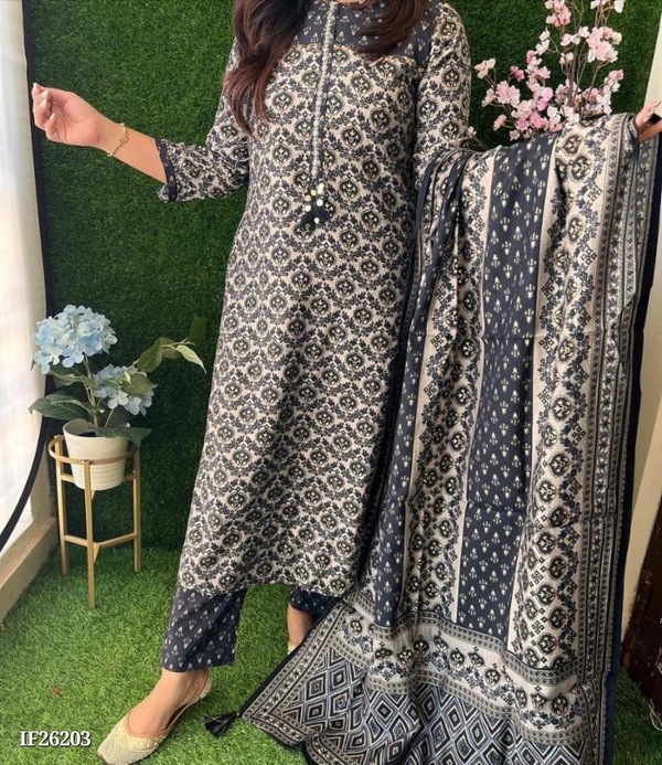 Pure Fine Reyon Kurti Pant Dupatta - L