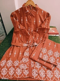 Stylish Cotton Coord Set - Tangerine, XXL