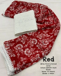 Soft Printed Saree - Red