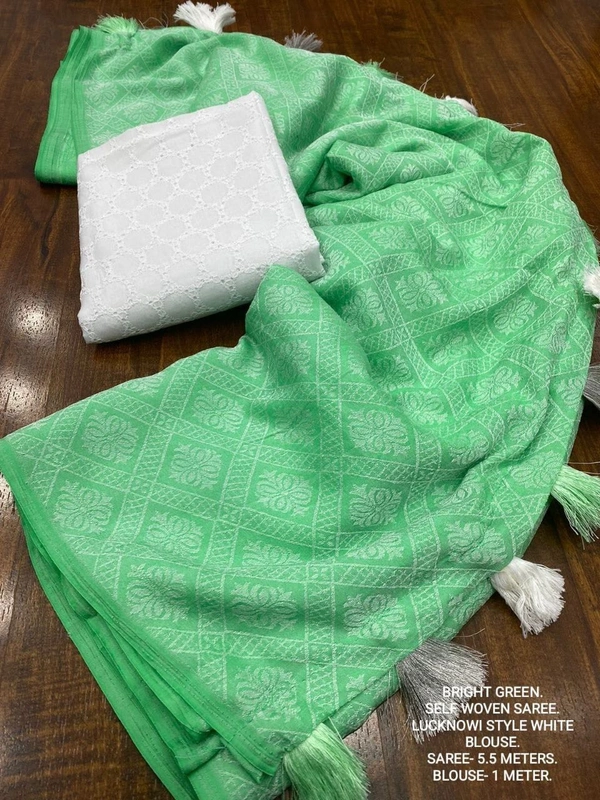 Soft Crepe Saree BRC-0012 - Free Size, Screamin' Green