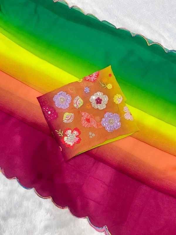 Hot Girl Designer Saree - Green