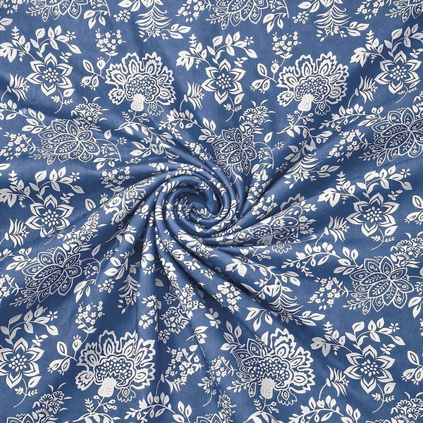 Morado MORADO Premium Glace Cotton Single Flat Bedsheet with 1 King Size Pillow Cover (60x90 Inches)-Blue - 60x90 inches
