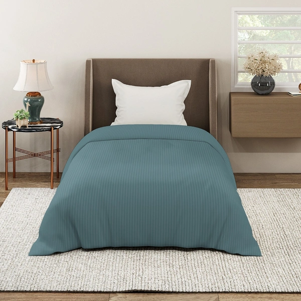MORADO Glace Cotton Plain Stripe Single Duvet Cover 60x90 Inches | Soft, Breathable & Durable Cotton Duvet Cover for Single Bed(Smoke Grey)