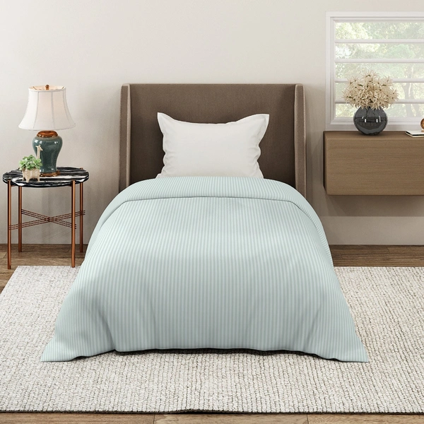 MORADO Glace Cotton Plain Stripe Single Duvet Cover 60x90 Inches | Soft, Breathable & Durable Cotton Duvet Cover for Single Bed(Silver Grey)
