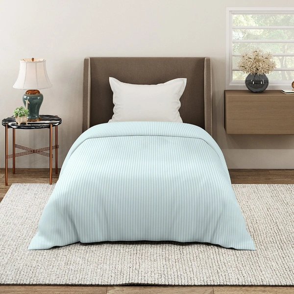 MORADO Glace Cotton Plain Stripe Single Duvet Cover 60x90 Inches | Soft, Breathable & Durable Cotton Duvet Cover for Single Bed(Lightgrey))